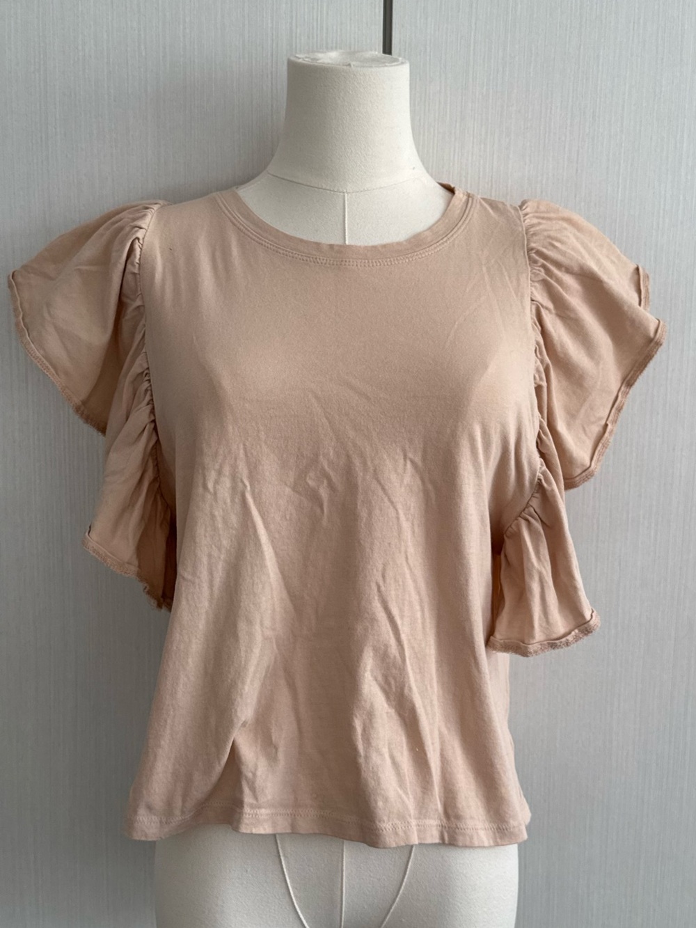 Zara Blush Pink Ruffle Sleeve Short-Sleeve Tee